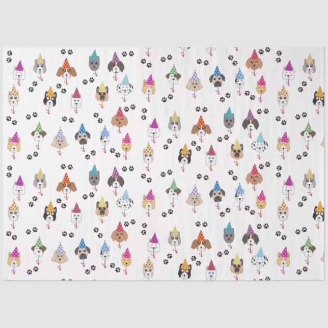 Cute Birthday Party Dogs Pattern Tissue Paper (Front)
