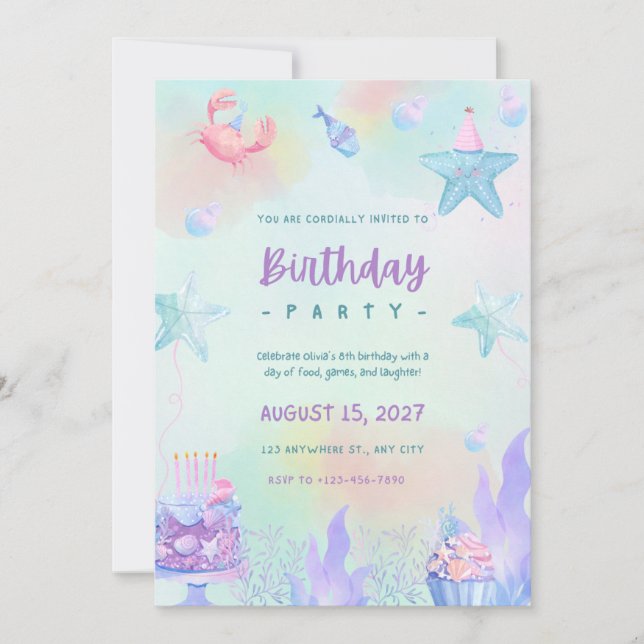 Cute Birthday Party Invitation | Editable Canva  (Front)