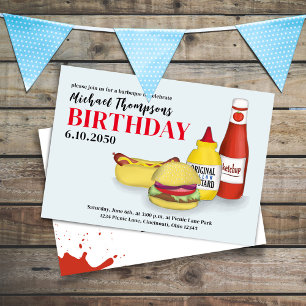 Cute Birthday Party Summer BBQ Custom Invitation