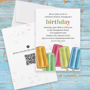 Cute Birthday Party Summer Popsicles Invitation
