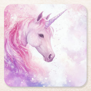 Cute Birthday Party Unicorn Paper Coaster