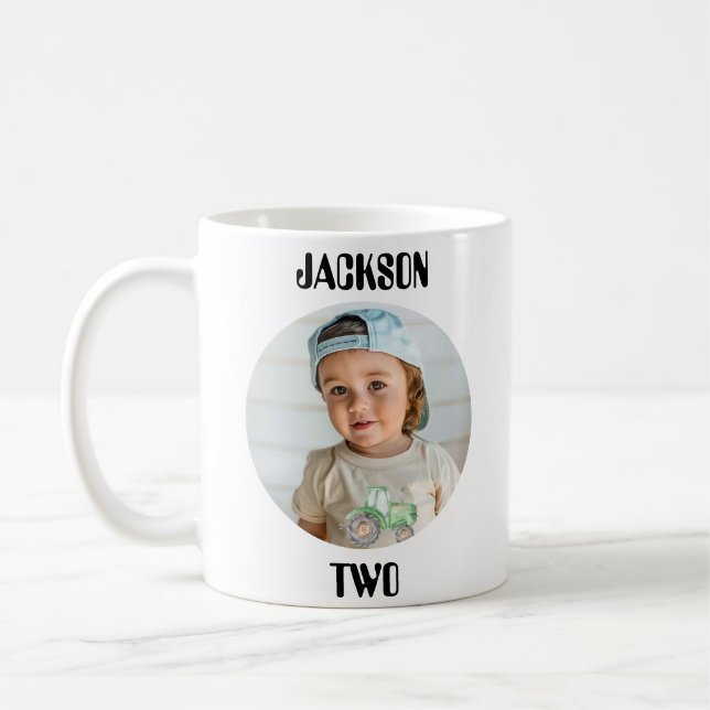 Cute Birthday photo and age mug for kids family (Left)