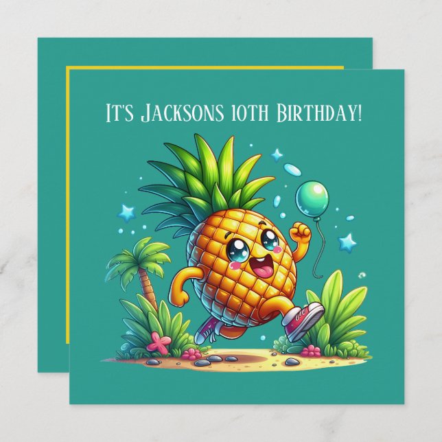 Cute Birthday pineapple party beach  Invitation (Front/Back)