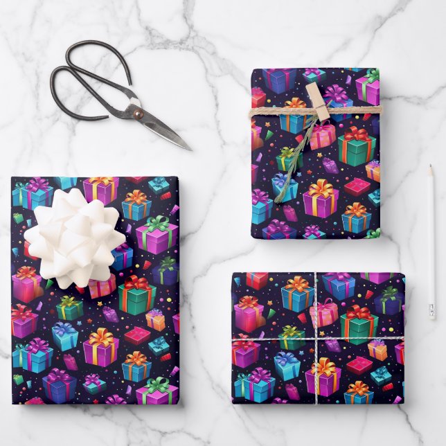Cute Birthday present tiled pattern Wrapping Paper Sheet (Front)