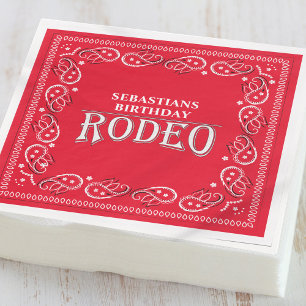 Cute Birthday Simple Rodeo Typography Red Bandanna Napkin