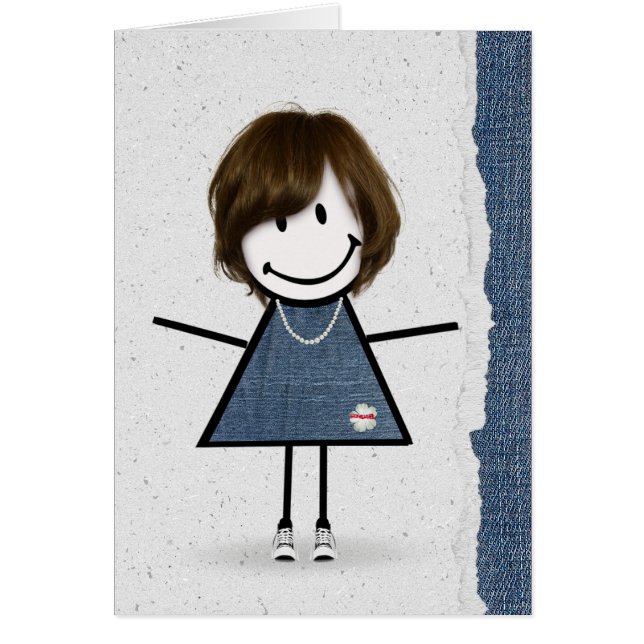 Cute Birthday Stick Girl with Sneakers (Front)