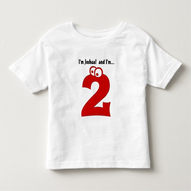 Cute Birthday Tee for Two Year Old Fun Red Number (Front)