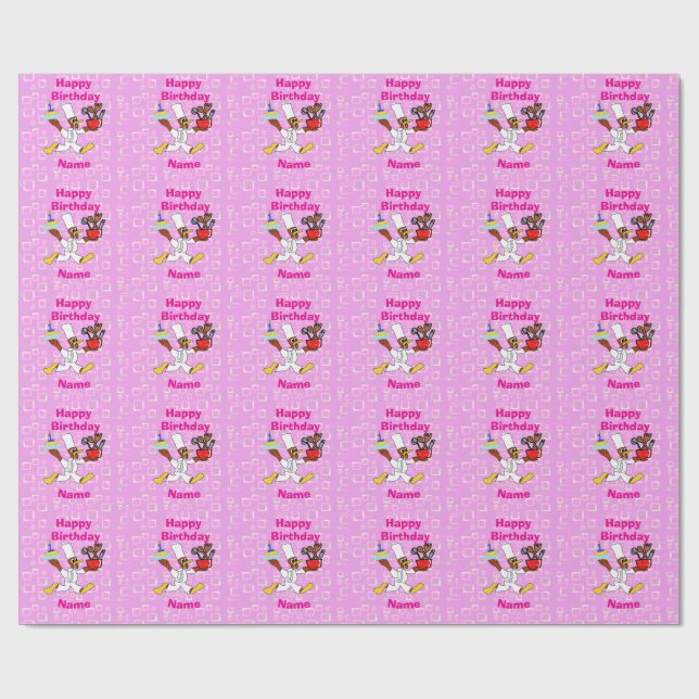Cute Birthday Wrapping Paper Flat Sheet Set of 3 (Flat)
