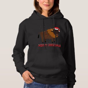Cute bison Christmas Tree Lights Xmas Holidays Hoodie