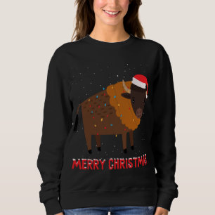 Cute bison Christmas Tree Lights Xmas Holidays Sweatshirt