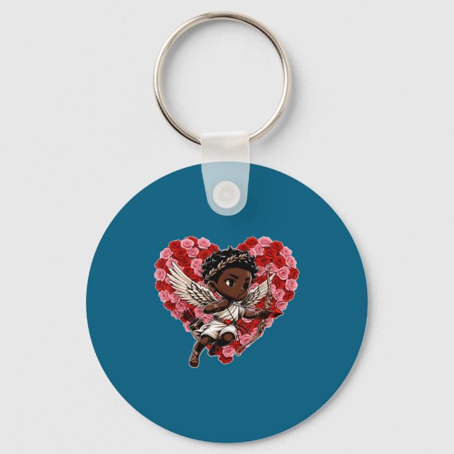 Cute Black African American Cud Shirt Decor Boys G Key Ring (Front)