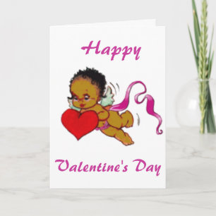 Cute Black African Cupid Holiday Card