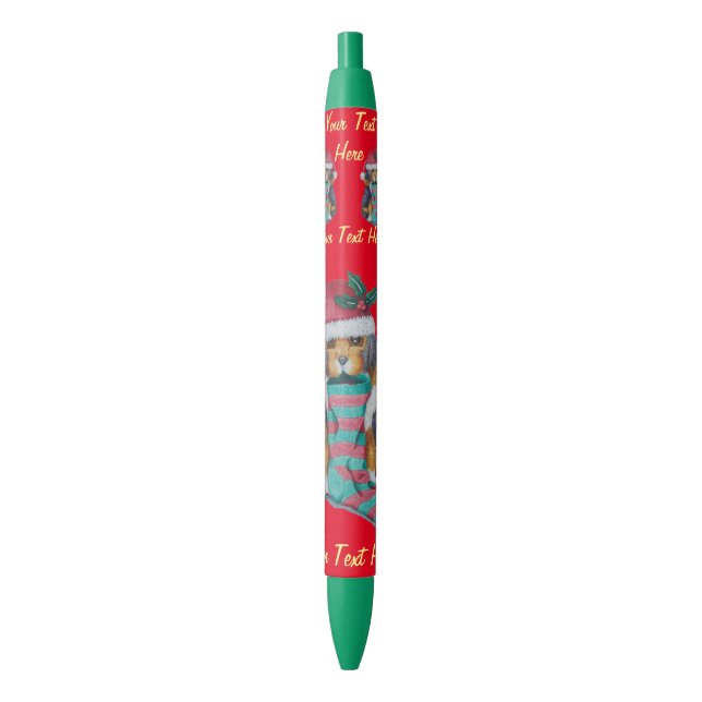 cute black and brown puppy dog for christmas blue ink pen (Front Vertical)