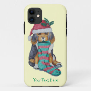 cute black and brown puppy for christmas iPhone 11 case