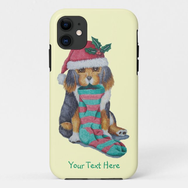 cute black and brown puppy for christmas Case-Mate iPhone case (Back)