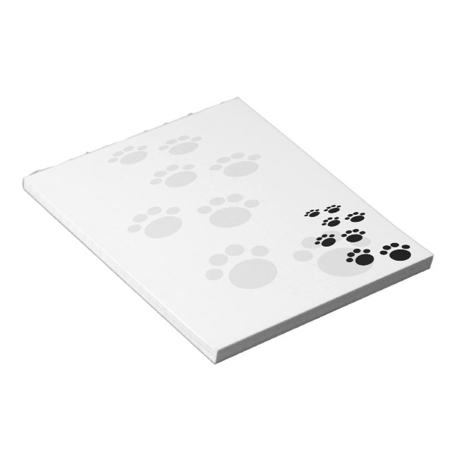 Cute Black And Gray Cartoon Pet Paw Trail  Post-it Notepad (Angled)
