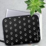 Cute Black and Gray Pet Paw Print Laptop Sleeve<br><div class="desc">My black cat walks over my laptop all the time and no matter how many times I ask her not to,  she ignores me and walks all over it anyway.. Add your name to this cute paw print pattern laptop sleeve and let your cat walk over it too.</div>