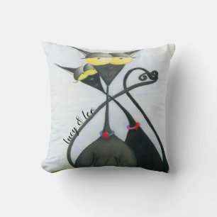 Cute Black and Grey Cat Cartoon Cushion