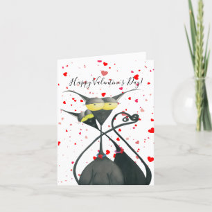Cute Black and Grey Cat Cartoon Holiday Card