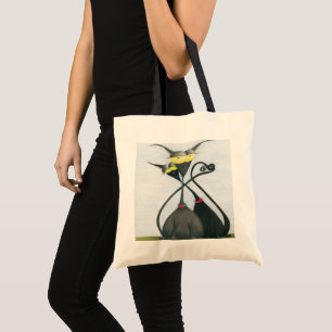 Cute Black and Grey Cat Cartoon Tote Bag