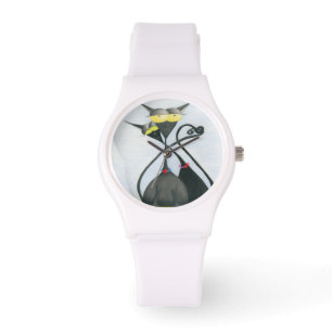 Cute Black and Grey Cat Cartoon Watch