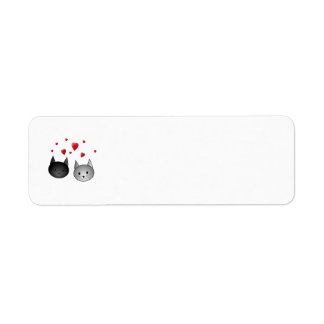 Cute Black and Grey Cats, with Hearts. Return Address Label