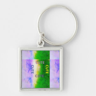CUTE_ BLACK AND LIGHT ( Green Purple Yellow ) Key Ring