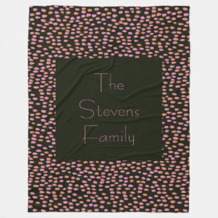 Cute Black and Pink Dot Pattern Personalised Name  Fleece Blanket