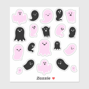 Cute black and pink ghosts