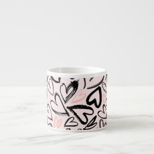 Cute black and pink valentines day hearts espresso cup