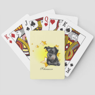 Cute Black and Silver Schnauzer is a Star Playing Cards