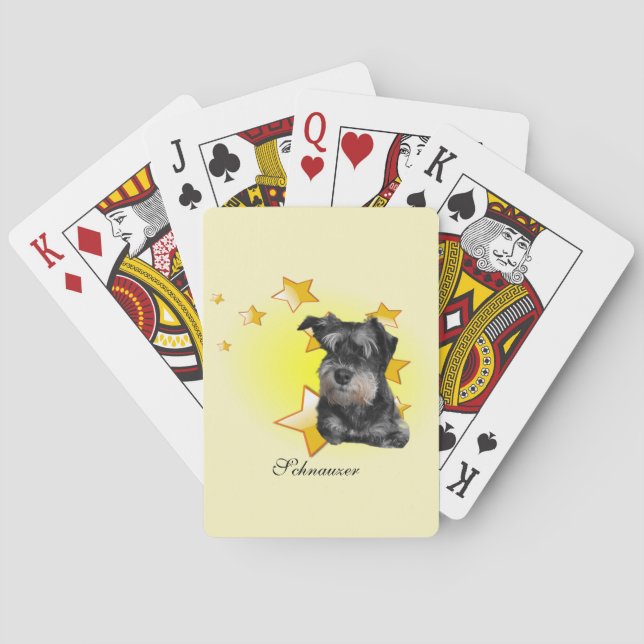 Cute Black and Silver Schnauzer is a Star   Playing Cards (Back)
