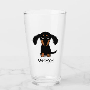 Cute Black and Tan Dachshund Puppy Dog Custom Glass