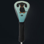 Cute Black and Tan Dachshund Wiener Dog Custom Golf Head Cover<br><div class="desc">Fun wiener dog golf head cover. Personalise with name or initials for an original gift for any golfer who loves black & tan Dachshunds!</div>
