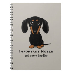 Cute Black and Tan Dachshund with Custom Text Notebook