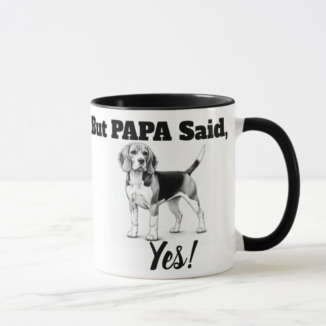 Cute Black and White Beagles Mug/ typography Mug (Right)