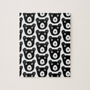 Cute black and white bear illustration pattern jigsaw puzzle