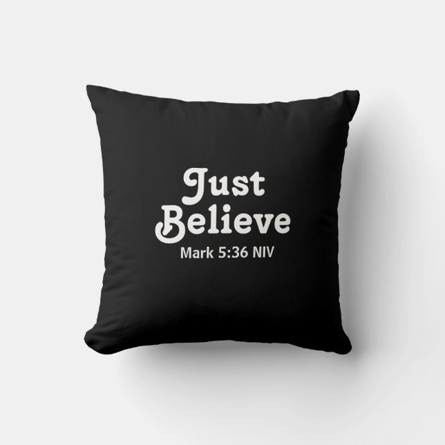 Cute Black and White Believe in Miracles Initial Cushion (Front)