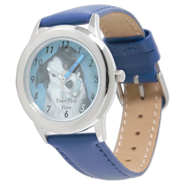 cute black and white border collie  watch (Angled)