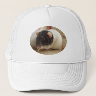 Cute Black and White Capped Pet Rat Photo Trucker Hat