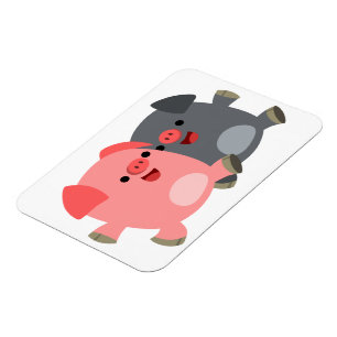 Cute Black and White Cartoon Pigs Flexible Magnet