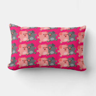 Cute Black and White Cartoon Pigs Lumbar Pillow