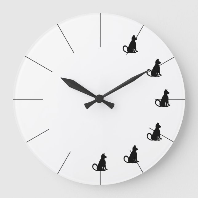 Cute Black and White Cat Clock CricketDiane (Front)