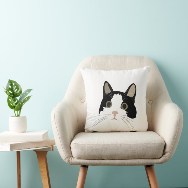 Cute Black and White Cat Cushion (Chair)