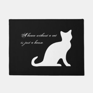 Cute black and white cat door mat with funny quote
