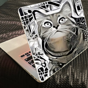 Cute Black and white Cat Laptop skin stickers