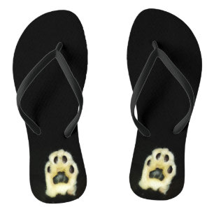 Cute Black and White Cat Paws Thongs