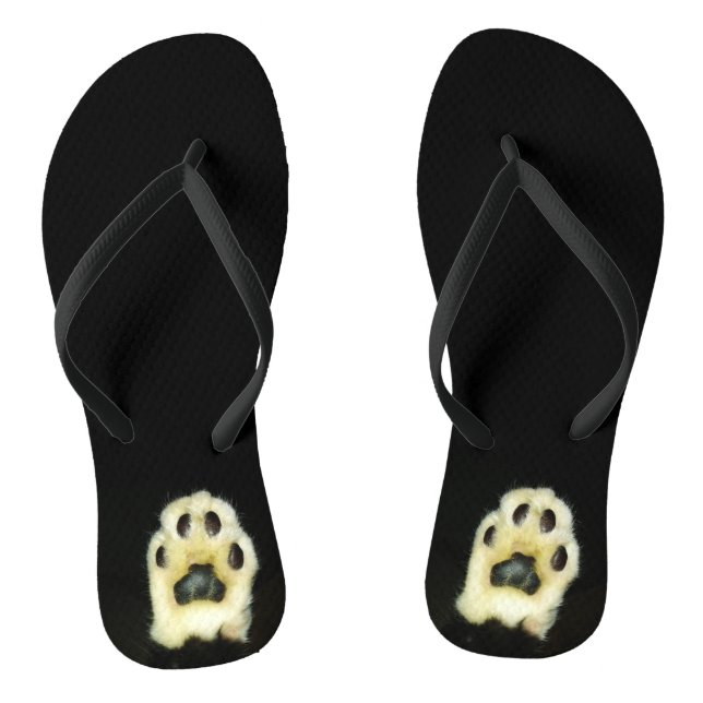 Cute Black and White Cat Paws Thongs (Footbed)