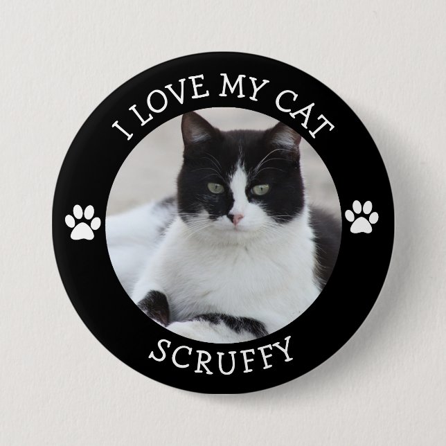 Cute  Black and White Cat Photo 7.5 Cm Round Badge (Front)