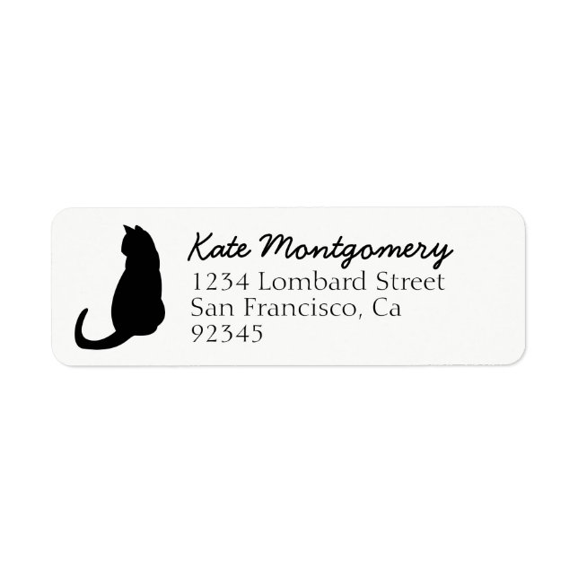 Cute Black and White Cat Return Address Label (Front)